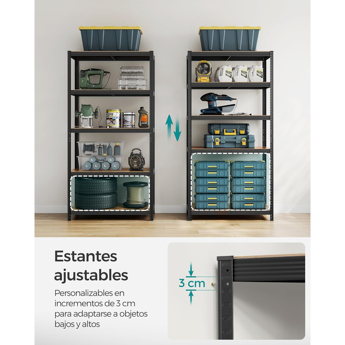 SONGMICS Industrial 5-Tier Shelf Unit - Vintage Brown & Black (60x120x200cm)