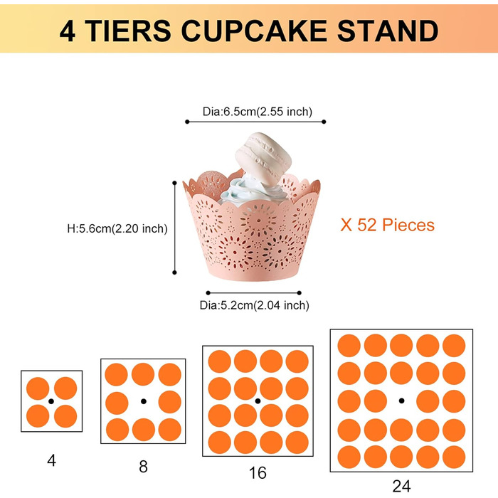 Чотирьох'ярусна підставка для тортів та випічки з акрилу, 30.5 см - для вечірок та свят