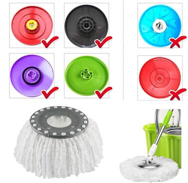 YWSHF Replacement Mop Heads for Old Hurricane Mr.Clean 360° Spin Magic Rotating Round Mop Heads, Microfiber, Universal Swivel Mop Heads, Clean Mop Head Refills for Standard Mops, 4 Pack