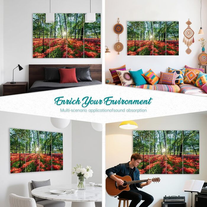 Акустичні гексагональні панелі Mollywell для шумоізоляції стін, 35.6 x 30.5 см, набір 8 шт, звукопоглинаючі плитки від еха та шуму для вітальні та спальні, колір: глибокий коричневий/бежевий