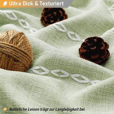 Шторка для душу BTTN 182 x 200 см, Бохо Ферма, важка тканина з рустикальним дизайном та бахромою, Водостійка, з 12 гачками, (Зелений, смугастий, H200 x B180 см (1 шт))