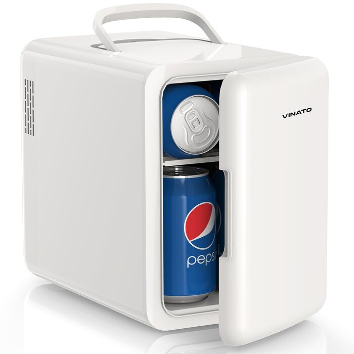 Міні-холодильник VINATO 6 л для косметики та напоїв, 220V/12V, з терморегуляцією, білий, без дзеркала