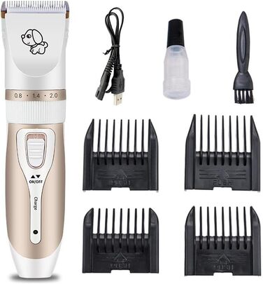 Бездротовий триммер для собак INF з аксесуарами, тихий, золотий/білий