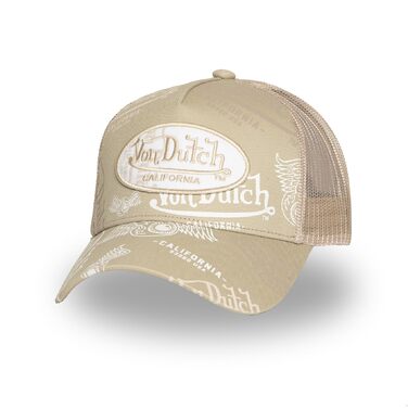 Кепка Von Dutch Trucker Snapback унісекс, бежево-біла