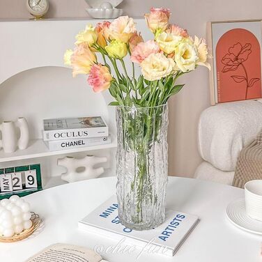 Скляна ваза QEEYON: сучасний циліндричний дизайн, ручної роботи, 30х10 см, для дому, офісу, весілля, подарунок