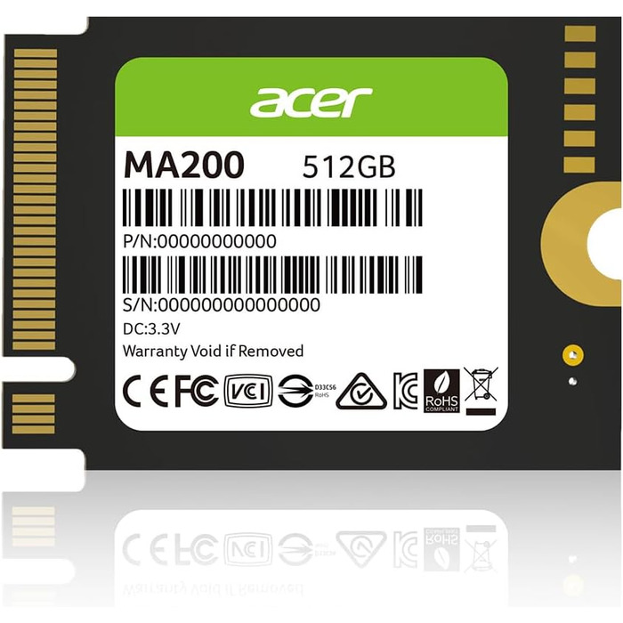 SSD Acer FA200 PCIe 4.0 NVMe 512GB: швидкість до 7200 МБ/с, M.2 2280, Gen4x4, HMB, SLC, для ноутбука/ПК/геймінгу, сумісний з PS5