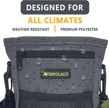 Лекарства для собак – сумка-лейкоріз для собак з кількома кишенями, диспенсер для пакетів для екскрементів і кишеня для телефону, 3 варіанти носіння – ідеальний мішок для корму для собак, тренування та прогулянки, сірий, магнітна застібка