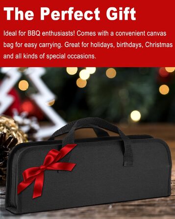 Набір гриль-посуду 11 предметів, 34 см, нержавіюча сталь. Комплектація: щипці, виделка, кейс. Практичний багатофункціональний набір для барбекю, подарунок для чоловіків (срібний)