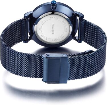 Жіночий годинник на аналоговому кварцовому механізмі з нержавіючої сталі, водостійкий, сітчатий ремінець, ультратонкий комплект з браслетом, блакитне покриття, блакитний ремінець, блакитний браслет