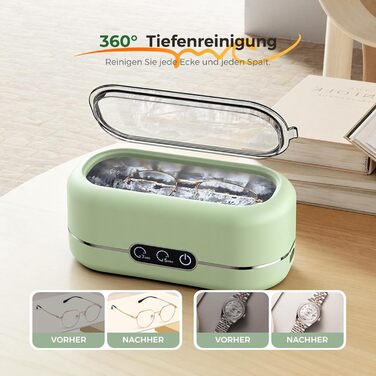 Ультразвукова мийка 48000 Гц, 350 мл, для ювелірних виробів, окулярів, годинників, зубних протезів (зелена)