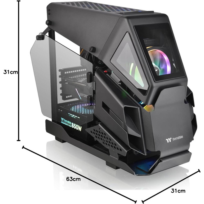 Корпус для ПК Thermaltake AH T200 Black, Micro-ATX, загартоване скло 3мм, Helikopter-дизайн, чорний