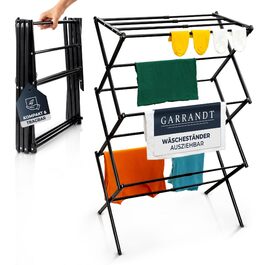 Сушарка для білизни складана, міцна, 6 рівнів, чорна (біла/чорна) - для балкону та дому