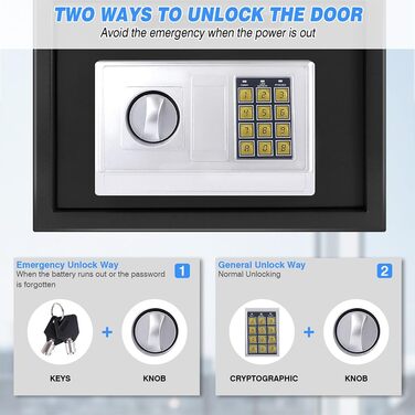 Електронний сейф Klein Tresor: водонепроникний, з цифровим замком та 2 ключами. Об'єм 4.6L, сірий. Підходить для зброї, боєприпасів, грошей, ювелірних виробів та документів.