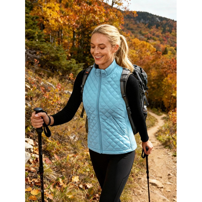 Жіночий безрукавний жилет Bienzoe на блискавці з утеплювачем, легкий, з еластичною в'язкою, кольори: сірий, блакитний (S)