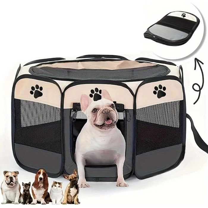 Клітка-вигул для цуценят та котів, 74x74x43 см, сірий (6 панелей)