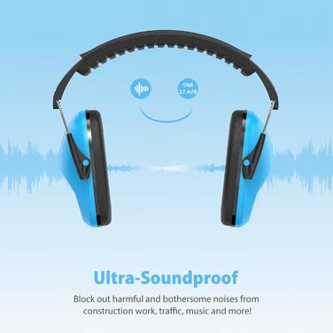 Навушники для захисту від шуму Dr.meter для дітей - пасивні навушники-затички для вух, захист від шуму SNR 27dB, для школи, аутизму, сну, навчання, гри на барабанах, зелені та блакитні