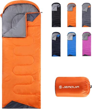 Lightweight Waterproof Sleeping Bag for Adults - Cold Weather Camping & Hiking - Orange