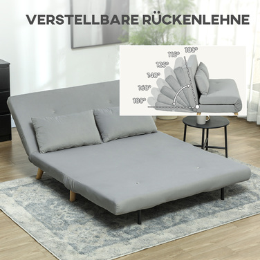 HOMCOM Sleeper Chair, Folding Bed with Bed Function, Lumbar Pillow, Folding Recliner with Velvet Look, Adjustable Backrest, Holds up to 250 kg, for Living Room Grey | Aosom