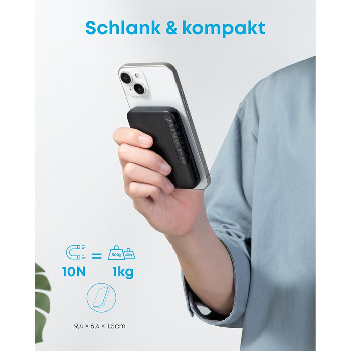 Anker PowerCore Magnetic 5K: бездротова батарея 5000mAh для iPhone 17/16/15/14/13/12 (Чорний)