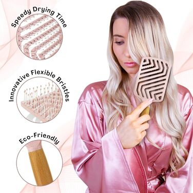 Щітка для волосся Lily England Lockenbürste для створення локонів та розплутування - безболісна щітка для мокрого та сухого волосся з гнучкими щетинками - ідеальна для жінок з кучерявим волоссям 3c-4c, золото (світло-рожевий)