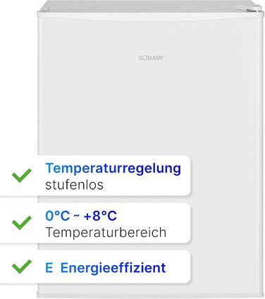 Холодильник Bomann KB 7347 Mini 58 л з регулюванням температури та змінним напрямком відкривання дверцят, чорний (модель 2023)