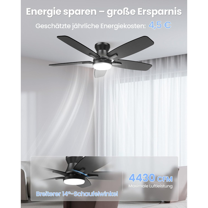 Стелянка-вентилятор 106 см з підсвічуванням, двосторонні лопаті, тихий, з пультом, LED лампа для спальні/вітальні, DC мотор, колір темне дерево