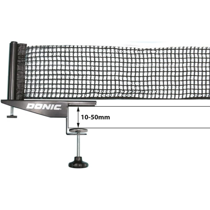 Donic Schildkröt Rallye Table Tennis Net - Durable Competition Set with Adjustable Cotton Net & Stable Clamp (Max. 5.0cm Plate Thickness)