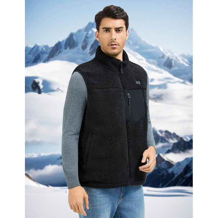 Електрична гріюча жилетка для чоловіків з Powerbank 18400mAh, флісова жилетка, тепла жилетка для зими, чорна L