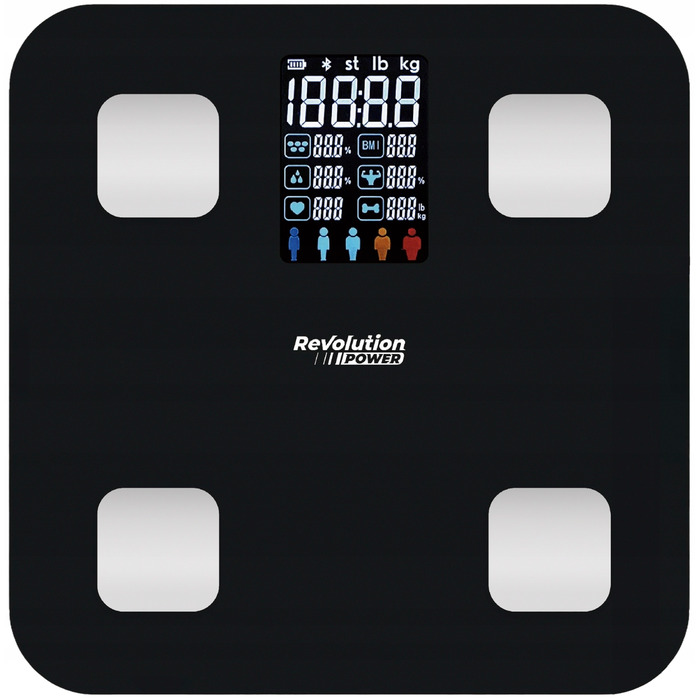 Електронні аналітичні ваги для ванної кімнати Slim, чорні — з підтримкою української мови в додатку