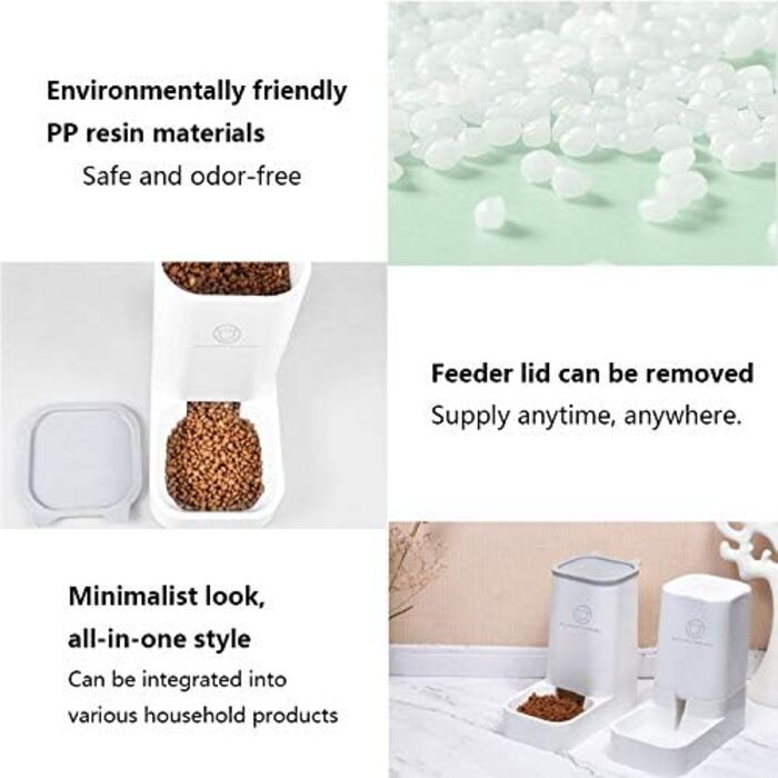 Автоматичний фонтанчик-диспенсер для корму та води для собак та котів, BPA-free, білий
