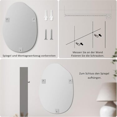 Дзеркало настінне прямокутне чорне 40x60 см з заокругленими кутами, нержавіюча сталь, для ванної кімнати та вітальні