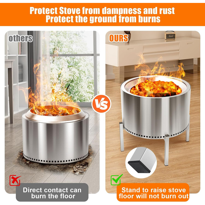 Сталевий підставка для вогнища 38-68 см для Solo Stove Bonfire, Ranger, Yukon та інших, аксесуари для каміна і саду