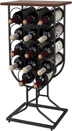Taleco Gear Freestanding Wine Rack, Bottle Rack Wine Stand Rustic Style, Holds 14 Bottles Wine Rack, Freestanding Floor Wine Bottle Holder, Stackable Decorative Wine Rack Metal