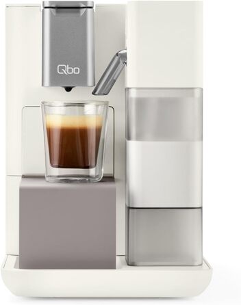 Tchibo Qbo MILK MASTER Premium Capsule Machine for Cappuccino, Espresso, Caffè Crema, Caffè Grande, one-touch milk froth with removable 300ml milk tank, with automatic shut-off, White Cashmere