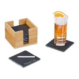 Relaxdays Slate Coasters Набір з 8 бамбукових коробок