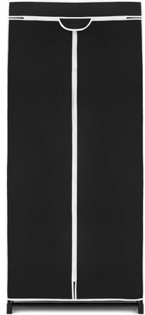 GIANTEX Wardrobe Clothes Closet with Clothes Rod & Shelf, Folding Closet 74 x 50 x 172 cm, Clothes Rack Metal Frame with Dust Cover, for Bedroom Dressing Room (Black)