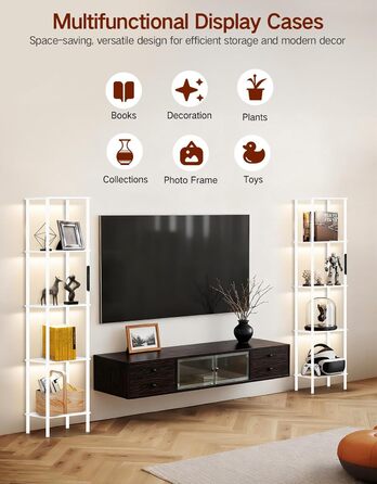 Стельова лампа з поличкою, LED, регулювання яскравості, 3 колірні температури, сенсорне управління та пульт, полиця для книг, дерев'яна, сучасний дизайн для вітальні, спальні, офісу (білий)