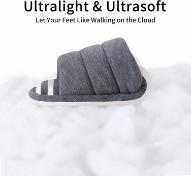 Тапочки халатні з відкритим носком для жінок та чоловіків shevalues, м'яка бавовна, піна Memory, сліпони, для дому (10-10.5 Women/9-9.5 Men, Темно-сірий)