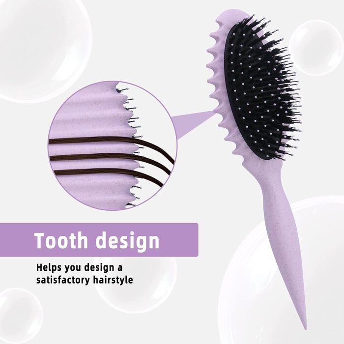 Льок-щітка, універсальна для чоловіків та жінок, для кучерявого волосся, безшумна, підходить для всіх типів волосся (кучерявого та гладкого) - фіолетова