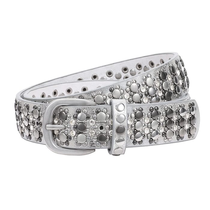 Жіночий шкіряний ремінь JasGood з заклепками та стразами, в стилі вестерн для джинсів та штанів