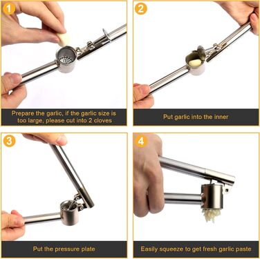 Прес для часнику з нержавіючої сталі 304, міцний, легко очищується