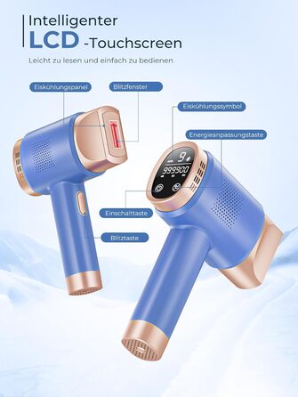 Пристрій для епіляції IPL з охолодженням 8°C, 9 рівнів, 600 нм червоне світло, LCD-екран, для жінок та чоловіків, обличчя, руки, бікіні-зона, тіло