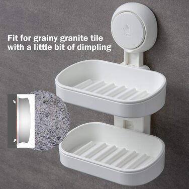 Тримач для мила LEVERLOC з піддоном, 3 кг, настінний, без свердління, з присосками, для ванної кімнати та кухні, білий, 2 рівні