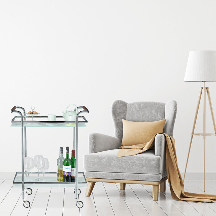 Relaxdays Serving Trolley Milk Glass