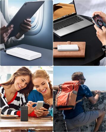 Power Bank AsperX 10000mAh (2 шт.) з USB-C, 4 порти, чорний+білий, для iPhone, iPad, Huawei, Tablet