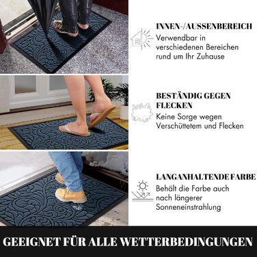 Килимок Yimobra для дому та вулиці, миючий, неслизький, 92 x 61 см, блакитний