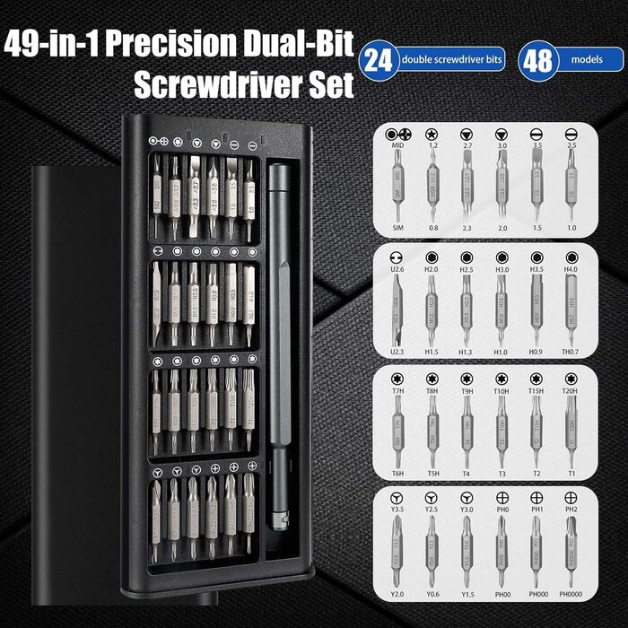 Набір викруток Feinmechaniker 49 в 1 з магнітом для iPhone, iPad, Macbook, Switch, PS4, PS5, комп'ютерів, окулярів та годинників