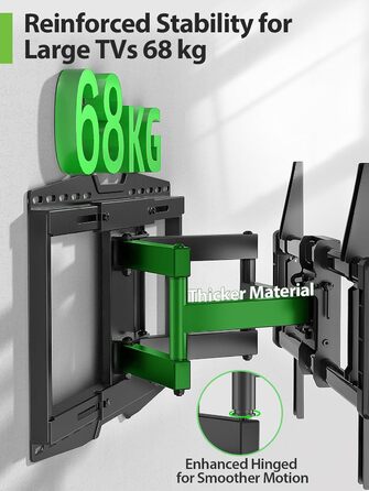 Настінний кріплення для телевізора USX-MOUNT з регулюванням нахилу та повороту, для телевізорів 32-90 дюймів, сумісний з VESA 600x400mm, вантажопідйомність до 68.2 кг
