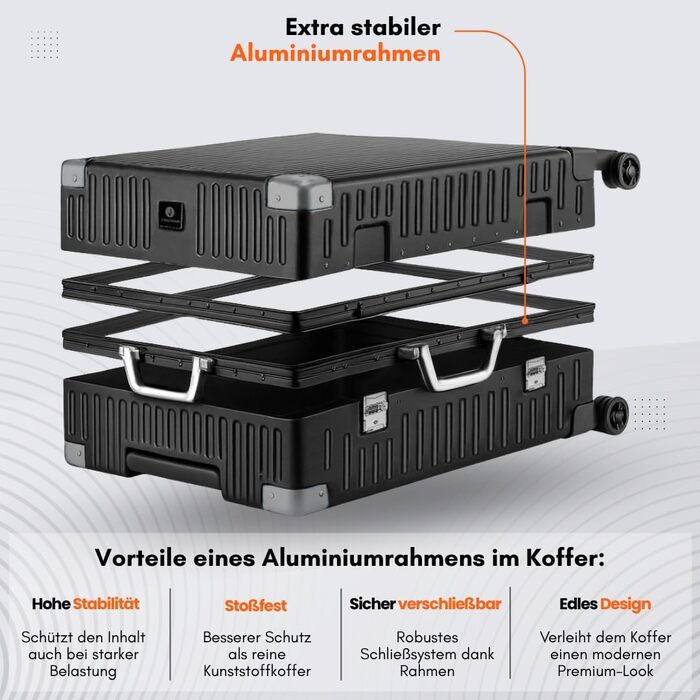 Чорний валіза it-Go з алюмінієвим каркасом, великий, на 4 колесах, ручна поклажа, для подорожей