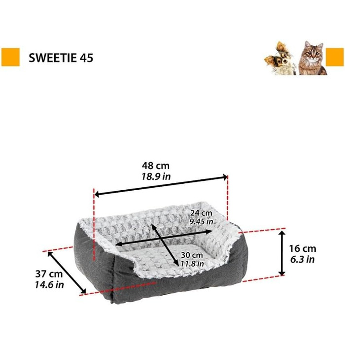 Клітка для собак та котів Ferplast Sweetie 70, 74 x 61 x 19 см, білий/сірий, розмір L 48 x 37 x 16 см